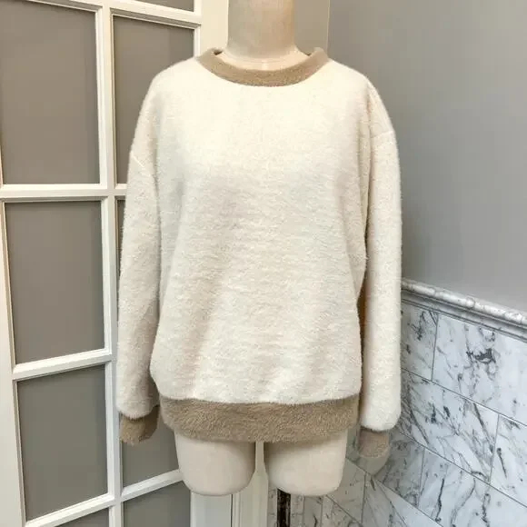 Maeve Anthropologie Cozy Ringer Oversized Sweater Fuzzy Cozy NWOT Small Medium - Picture 2 of 6